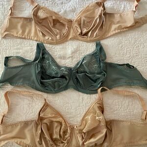Women’s Elomi Cate Bras Lot of 3 size 34G (2 Nude 1 Green) Support Full Coverage